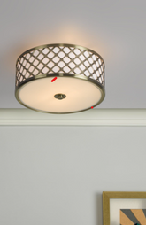 Civic Small 2 Light Flush Ceiling Light Antique Brass Frosted Glass